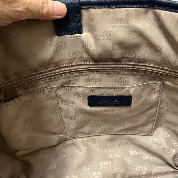 Michael Kors Blue and Gold Structured Tote - Picture 11 of 14